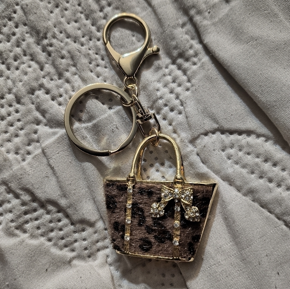 Rhinestone Faux Fur Bag Charm Accessory - Picture 3 of 5